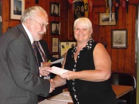 President Geoff Cook presenting award to Lynda Dale of  Maidstone YMCA